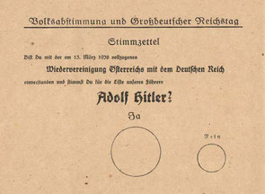Аншлюс Австрии, бланк плебисцита 10 апреля 1938 года