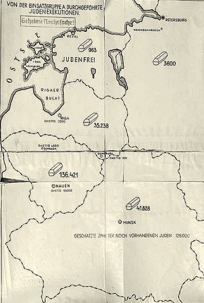 Приложение в виде карты к докладу командира айнзацгруппы «А» Франца Шталеккера 