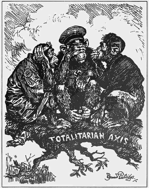 Карикатура Бернарда Партриджа «Тройственный пакт» для журнала «Панч», 1940 г.