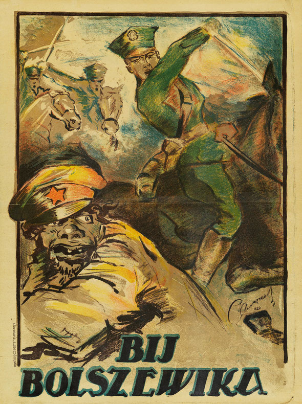«Бей большевика!». Польский плакат периода польско-советской войны 1919–1921 гг.  Polish propaganda poster "Smash the Bolshevik!" of the Polish-Soviet war 1919-1921